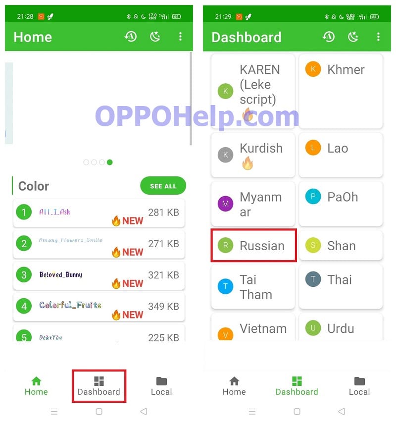 How to change fonts on the OPPO